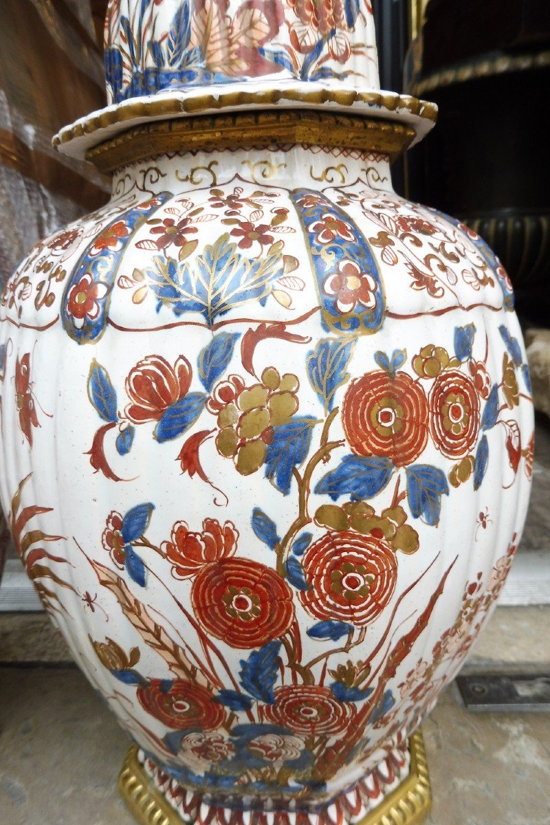 Pair Of Potiches Covered In Delft Earthenware Said To Be Golden-photo-4