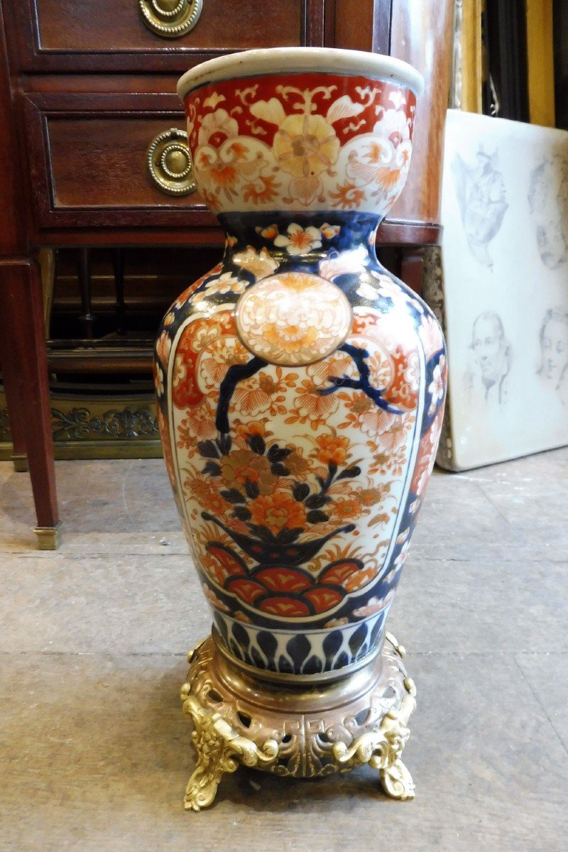 Porcelain Vase From Japan, Imari Decor, Brass Frame