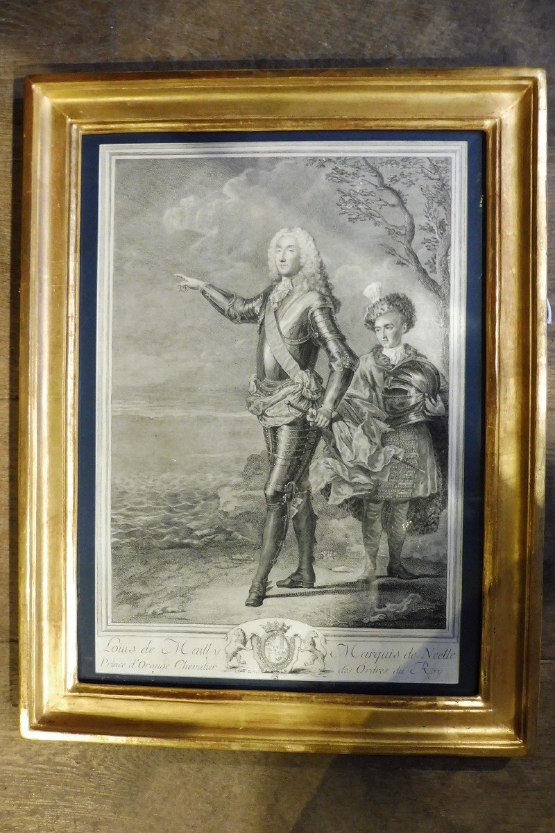 18 Century  Engraving Representing The Marquis De Nesle In Foot