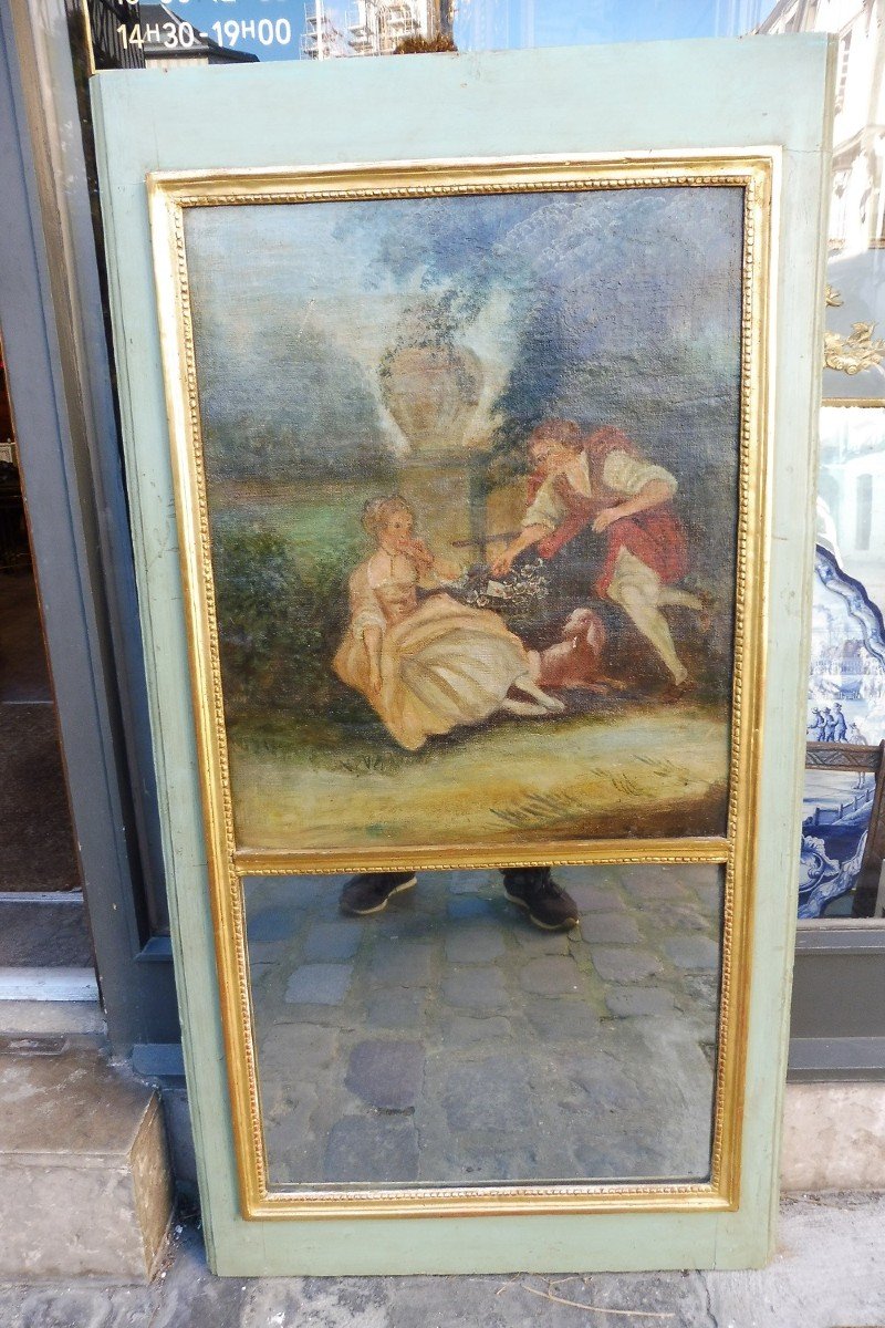 Trumeau Orné d'Une Peinture  , époque  Louis XVI