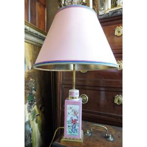 Pied De Lampe  En Porcelaine  De Paris Style  Famille Rose 