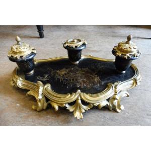 Inkwell In Lacquer And Gilt Bronze Louis XV Style