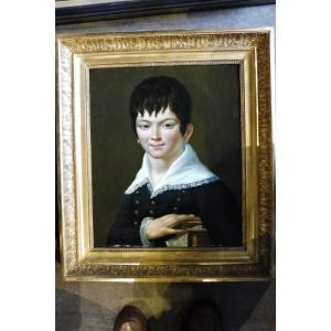 Oil  On Canvas  From The French School Dated 1820 "portrait Of A Young Boy Carrying His Prices"
