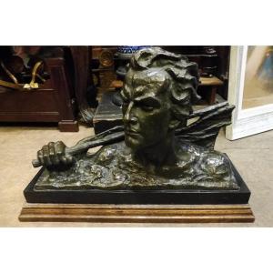 Bronze Sculpture, Art Deco, Signed Ouline, "jean Mermoz"