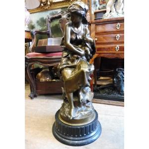 Important Bronze Sculpture Signed Mathurin Moreau, "maternity" 