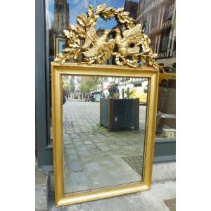 Louis XVI Carved And Gilded Wood Pedimented Mirror