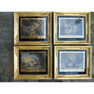 Suite Of Four Engravings After Boucher, In Their Frames And Verres églomisé  