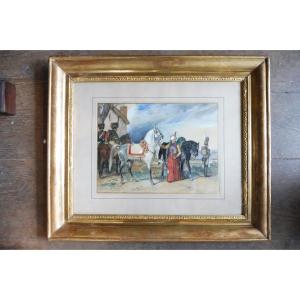 Gouache Signée Sainte Marie  " Mamlouk Et Roustan "  Datée  1851