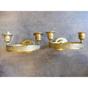 paire d'appliques  en bronze doré  empire  