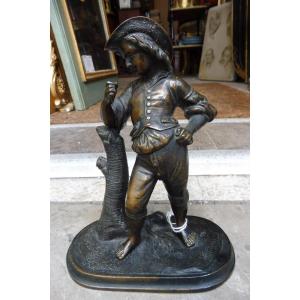 sculpture en bronze  19 eme  "  le jeune  marquis "  