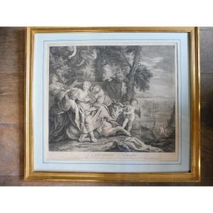 Gravure  18 eme  "l'enlèvement  d' Europe  " 