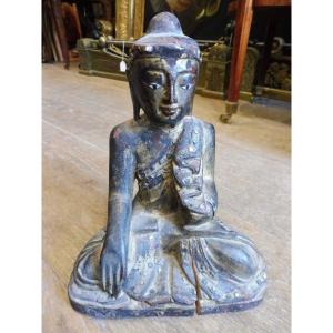 19th Century Gilded Wooden Statuette Representing Buddha 
