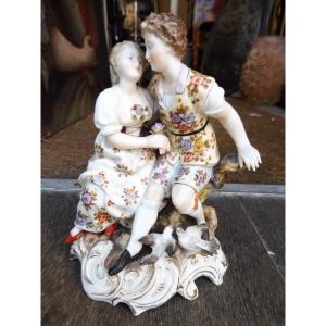 19th-century Saxon Porcelain Group 