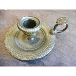 Bougeoir  à main  en bronze doré  Charles X 