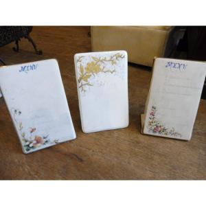 Lot de trois  menus  en porcelaine  1900