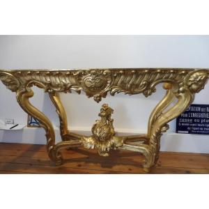 Importante table  console  en bois doré  18 eme  