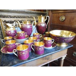 Partie  de service  en porcelaine  de  Paris  , manufacture  Lebon-Halley  