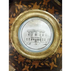 Gravure  ronde  vers 1800  " Vauxhall  d'été   Boulevard  Saint Martin "  