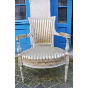 Directoire Period Cabriolet Armchair In Relacquered Wood 