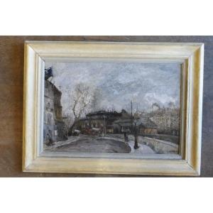 Oil On Hardboard, Signed Marcel Leprin, "view Of Paris In Winter" 