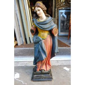 Statue Of Saint Anne, Made Of Polychrome Wood, 18th Century