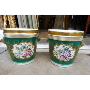 Pair Of Paris Porcelain Pots, 19th Century  