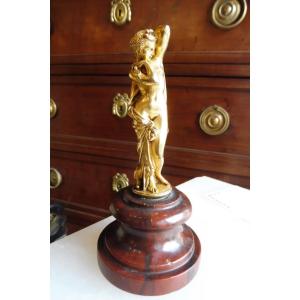 Gilded Bronze Sculpture On A Marble Base, "venus Bathing," 19th Century