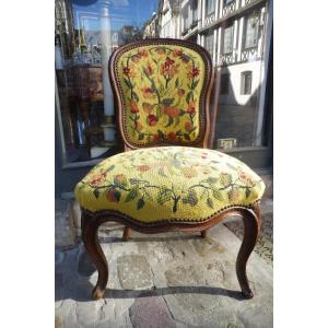 Antique Louis XV Cabriolet Chair Made Of Natural Wood.