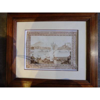Drawing In Lavis Signed Delannoy Dated 1828