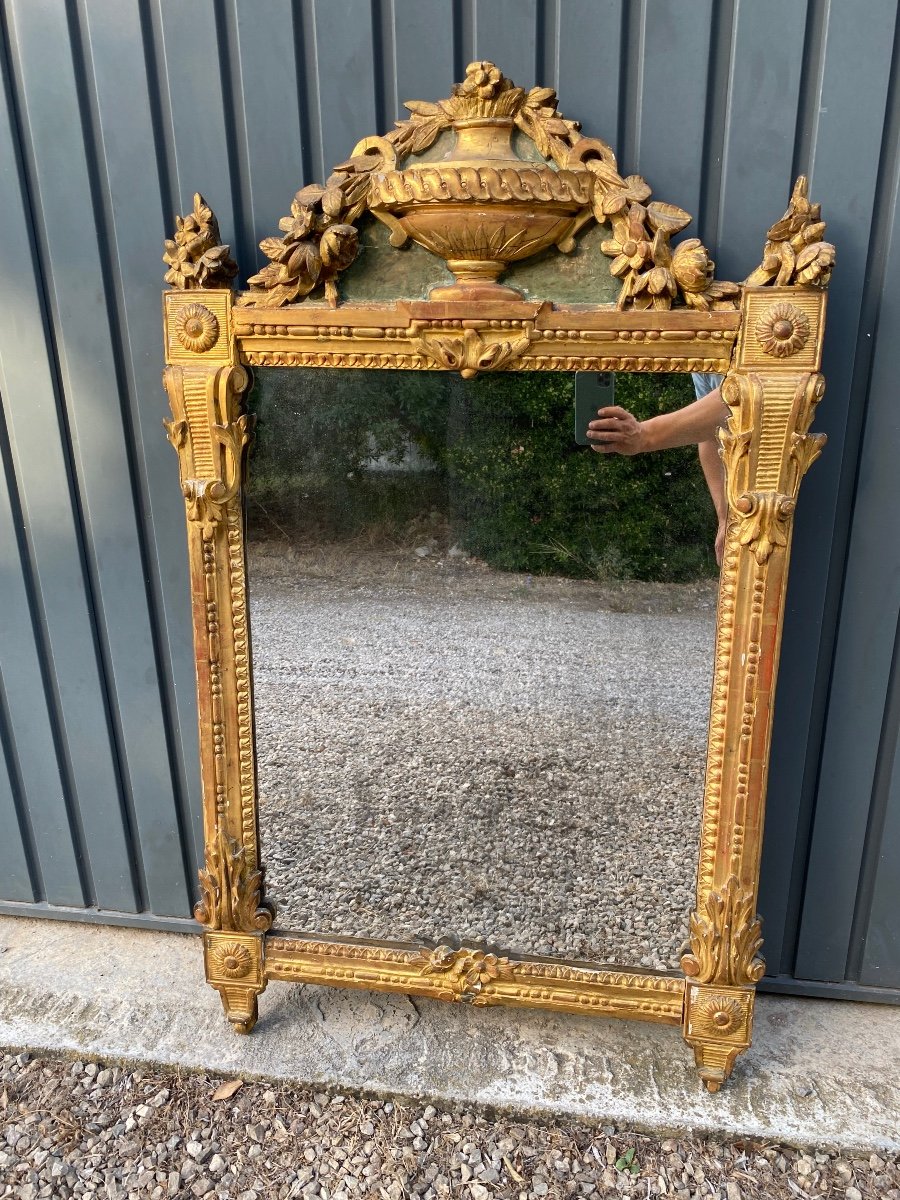 Miroir Louis XVI En Bois Doré -photo-2