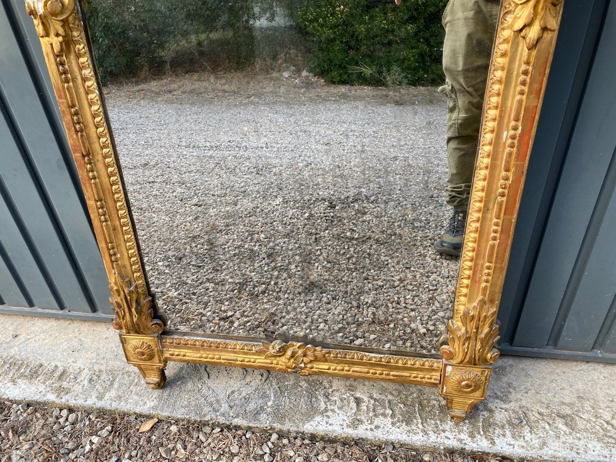 Miroir Louis XVI En Bois Doré -photo-4