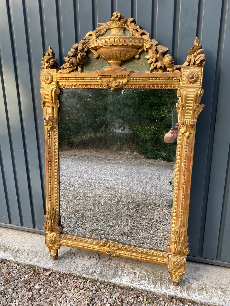 Miroir Louis XVI En Bois Doré 