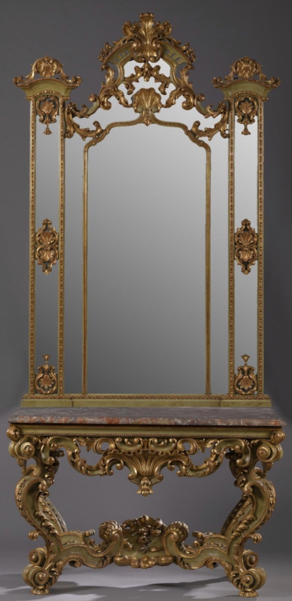 Table-console et miroir style XVIIIème siècle Italien 