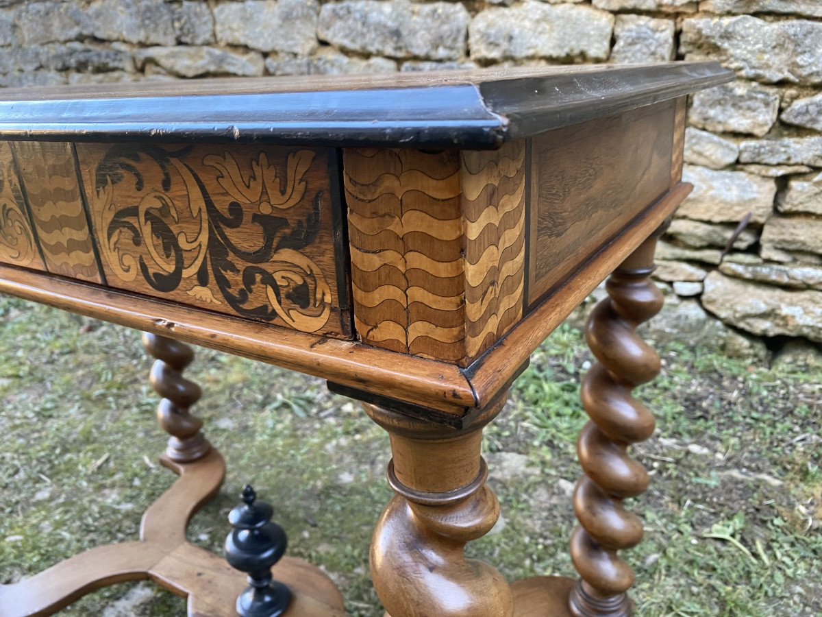 Louis XIII Table In Walnut And Marquetry -photo-3