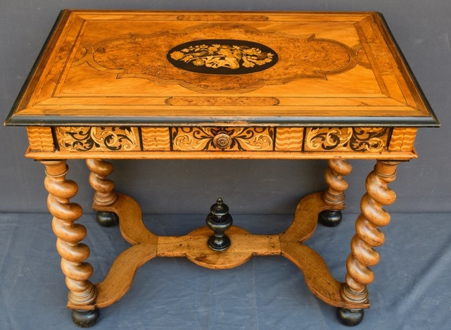 Louis XIII Table In Walnut And Marquetry 