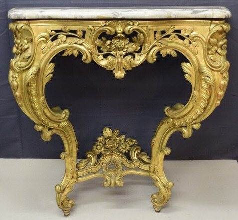 Console d’époque Louis XV en bois doré -photo-4