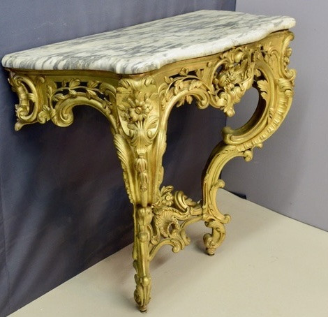 Console d’époque Louis XV en bois doré -photo-1