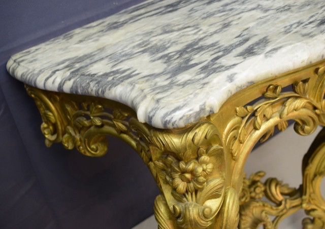Console d’époque Louis XV en bois doré -photo-2