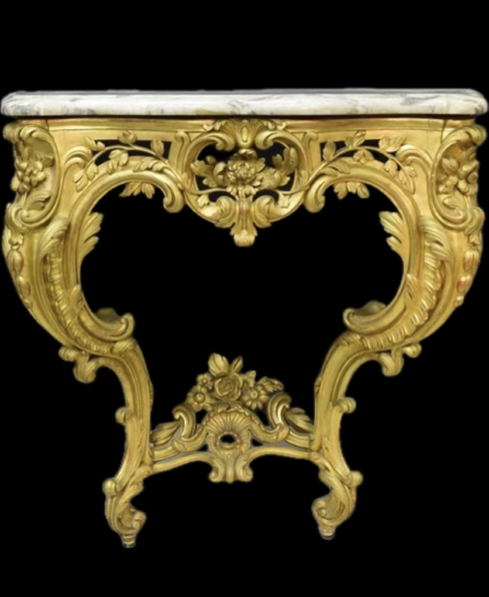 Console d’époque Louis XV en bois doré 