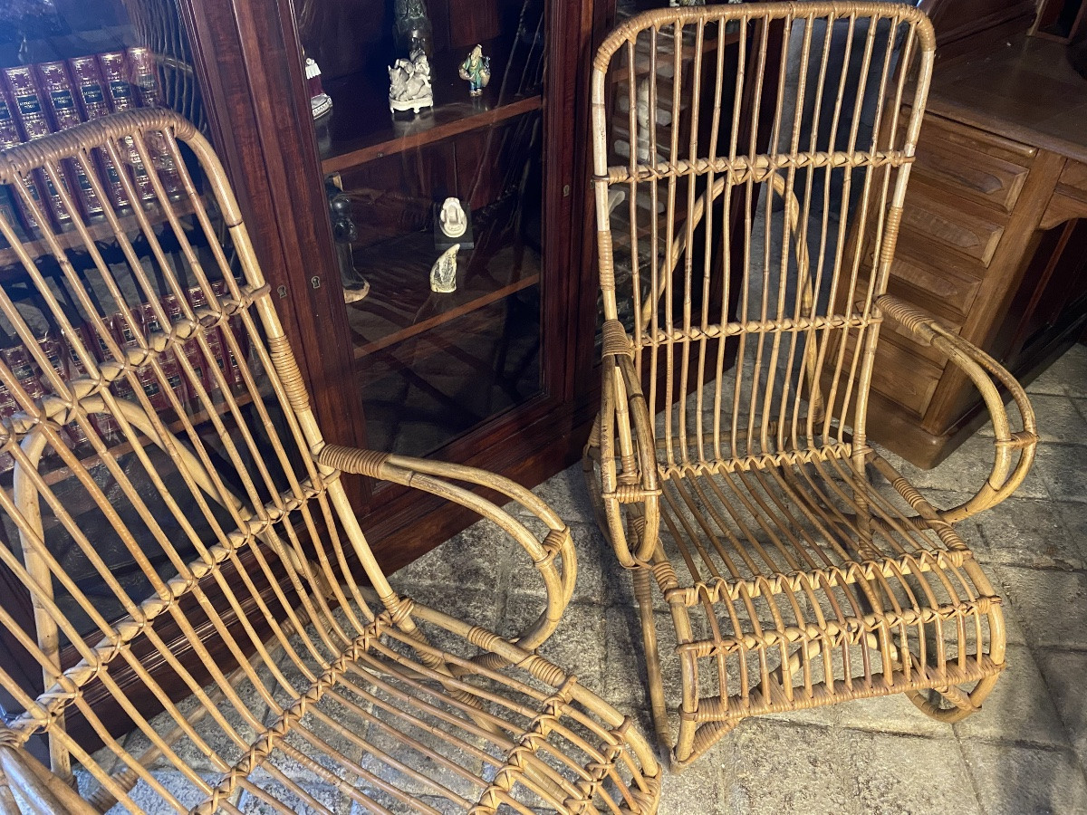 Paire de fauteuils en rotin -photo-3
