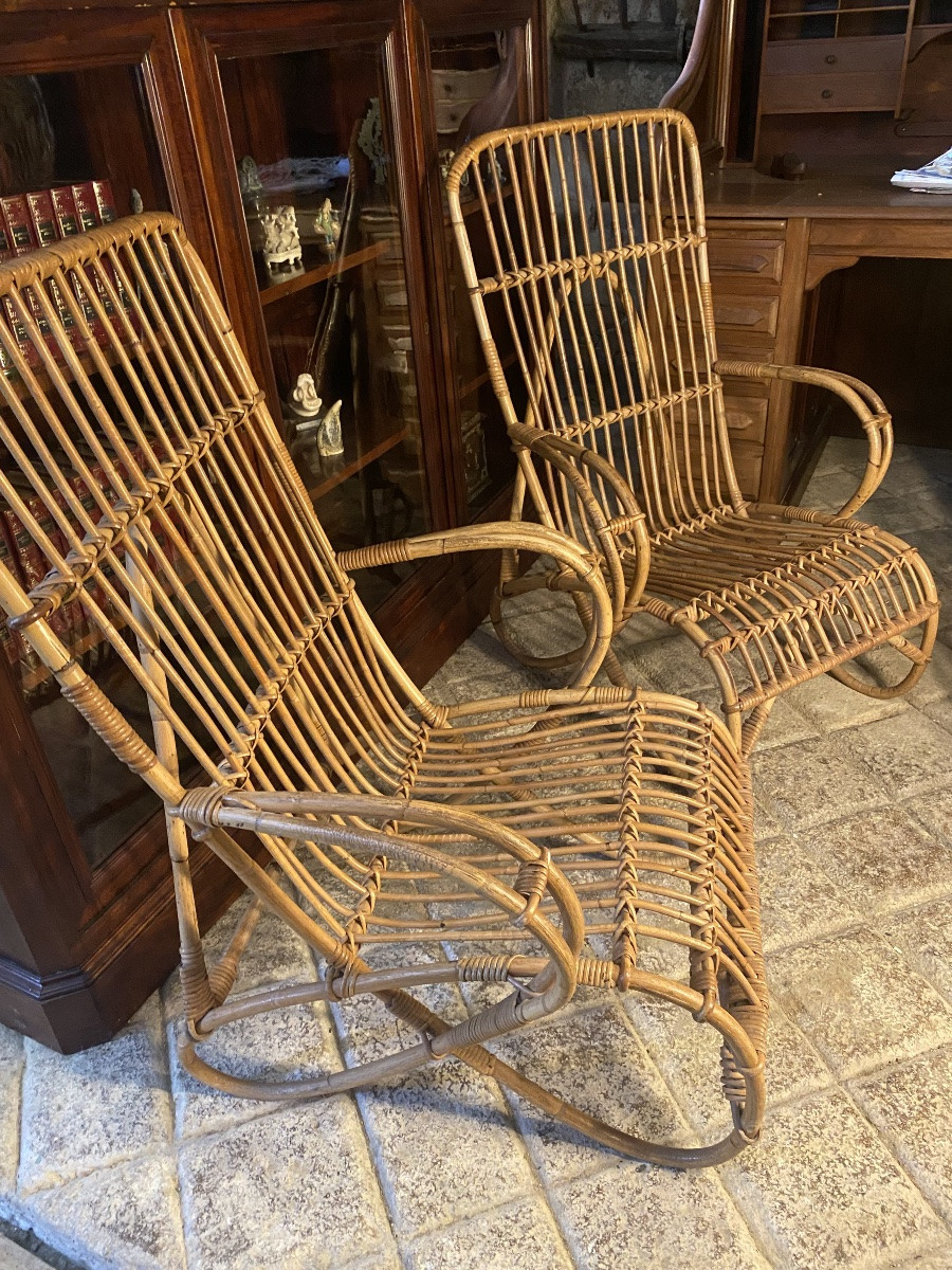 Paire de fauteuils en rotin -photo-4
