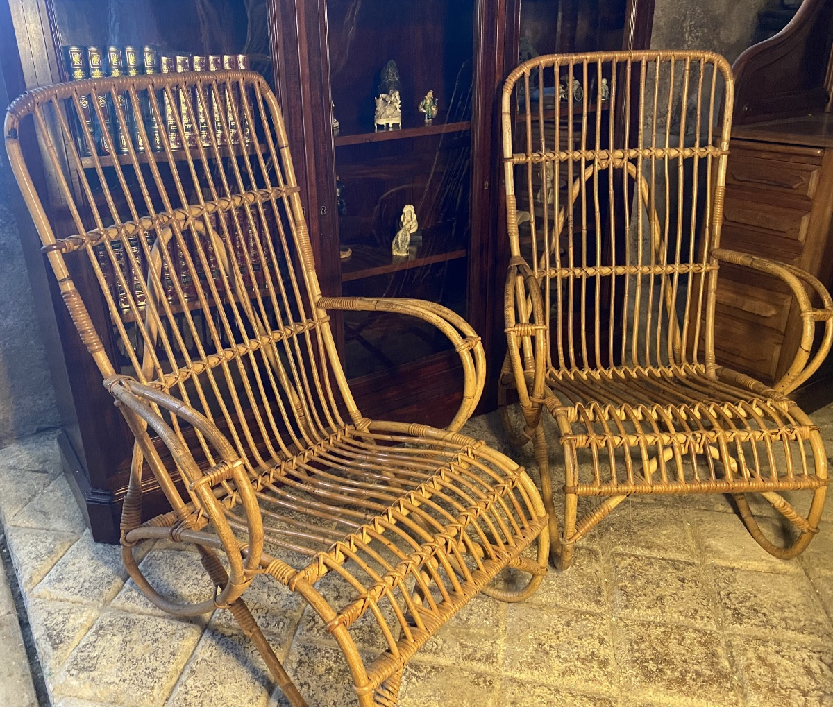 Paire de fauteuils en rotin 