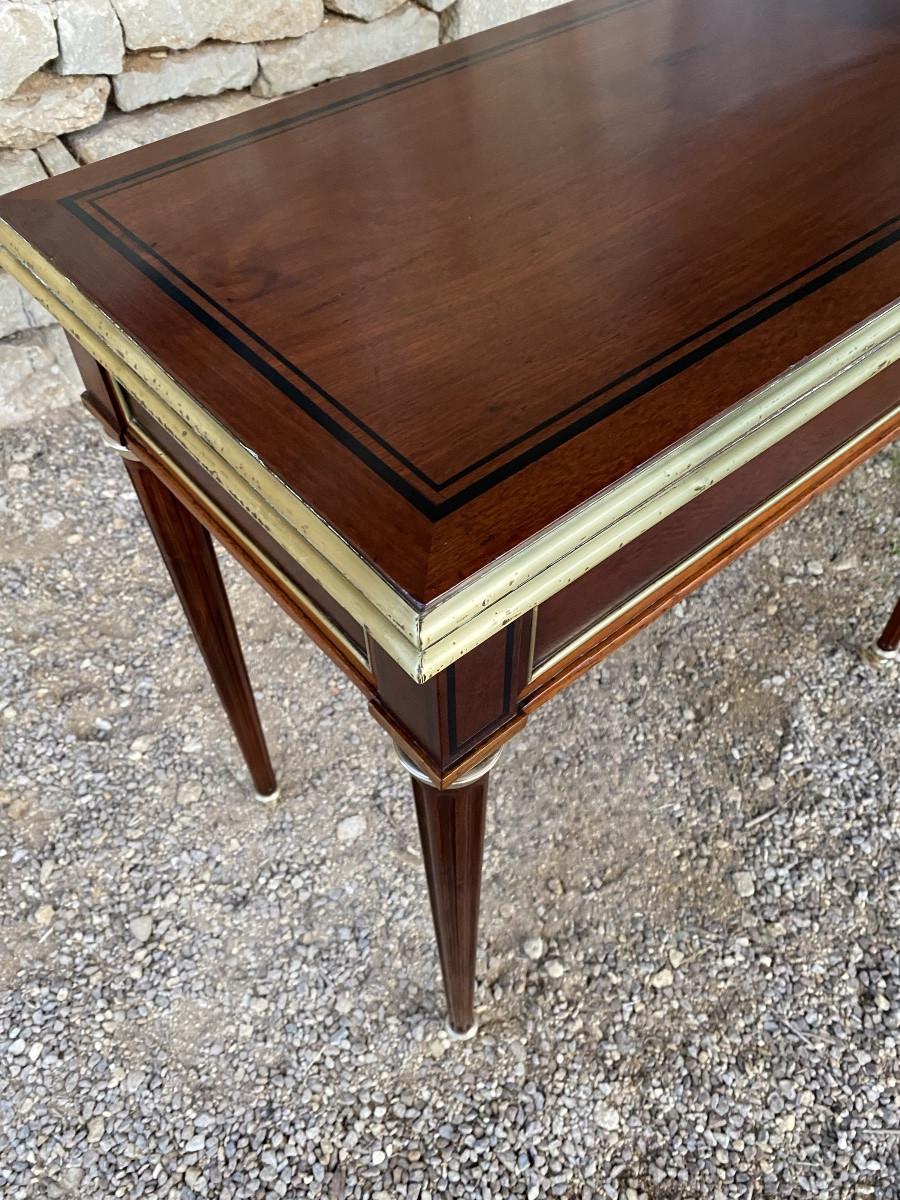 Table à jeux Louis XVI en acajou -photo-7