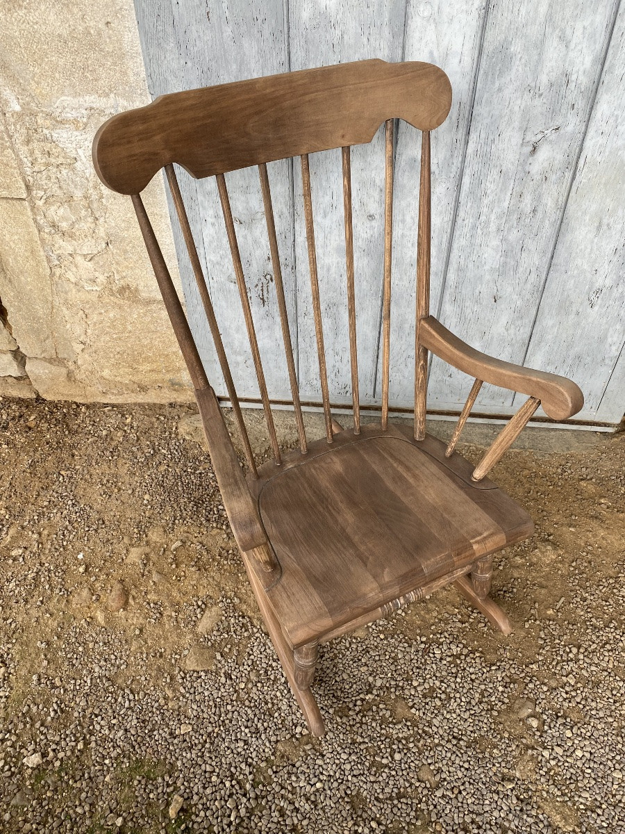 Rocking-chair  en bois brut -photo-3