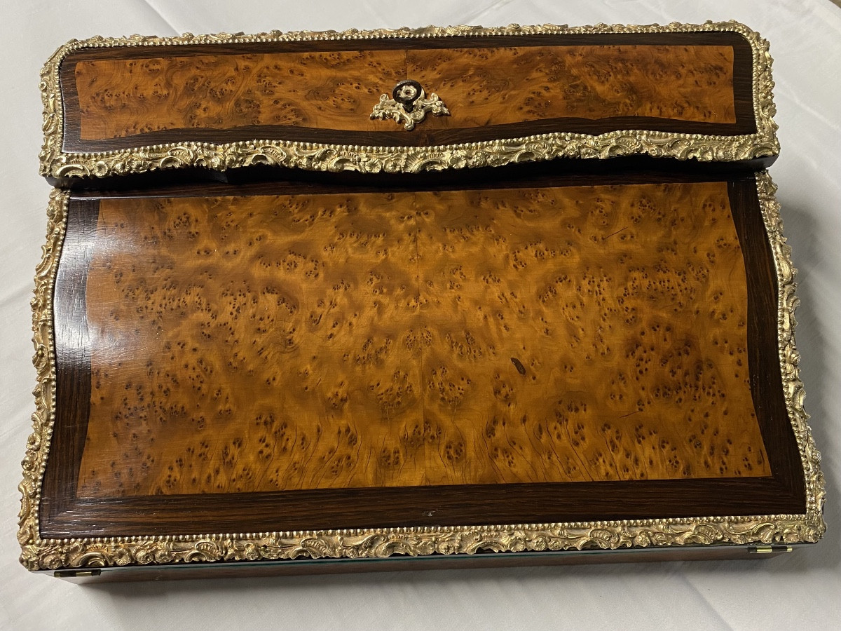 Écritoire, coffret à écrire en loupe d’amboine-photo-2