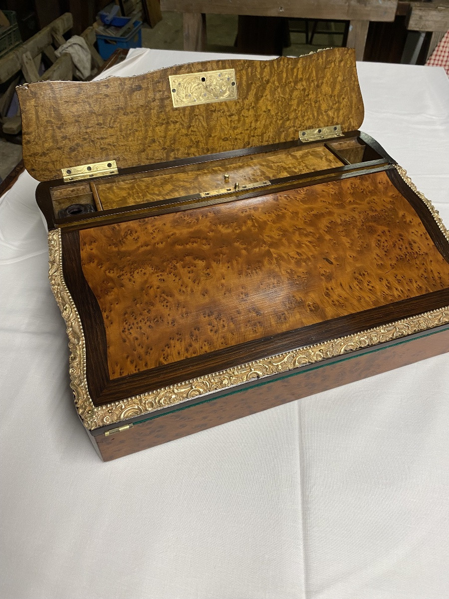 Écritoire, coffret à écrire en loupe d’amboine-photo-1