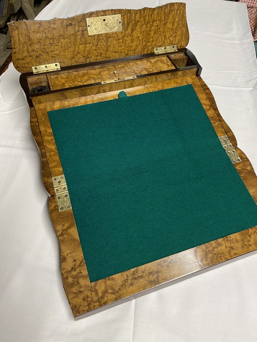 Écritoire, coffret à écrire en loupe d’amboine-photo-2