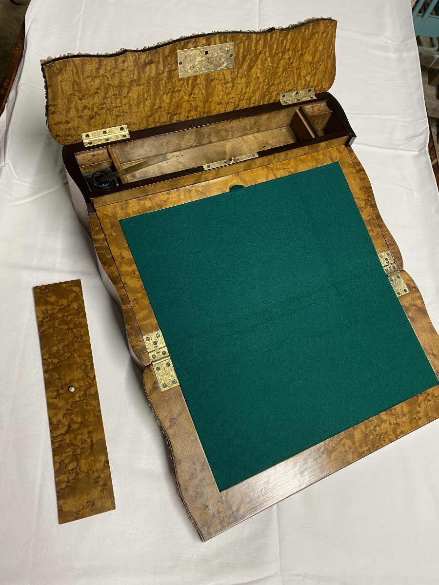 Écritoire, coffret à écrire en loupe d’amboine-photo-3