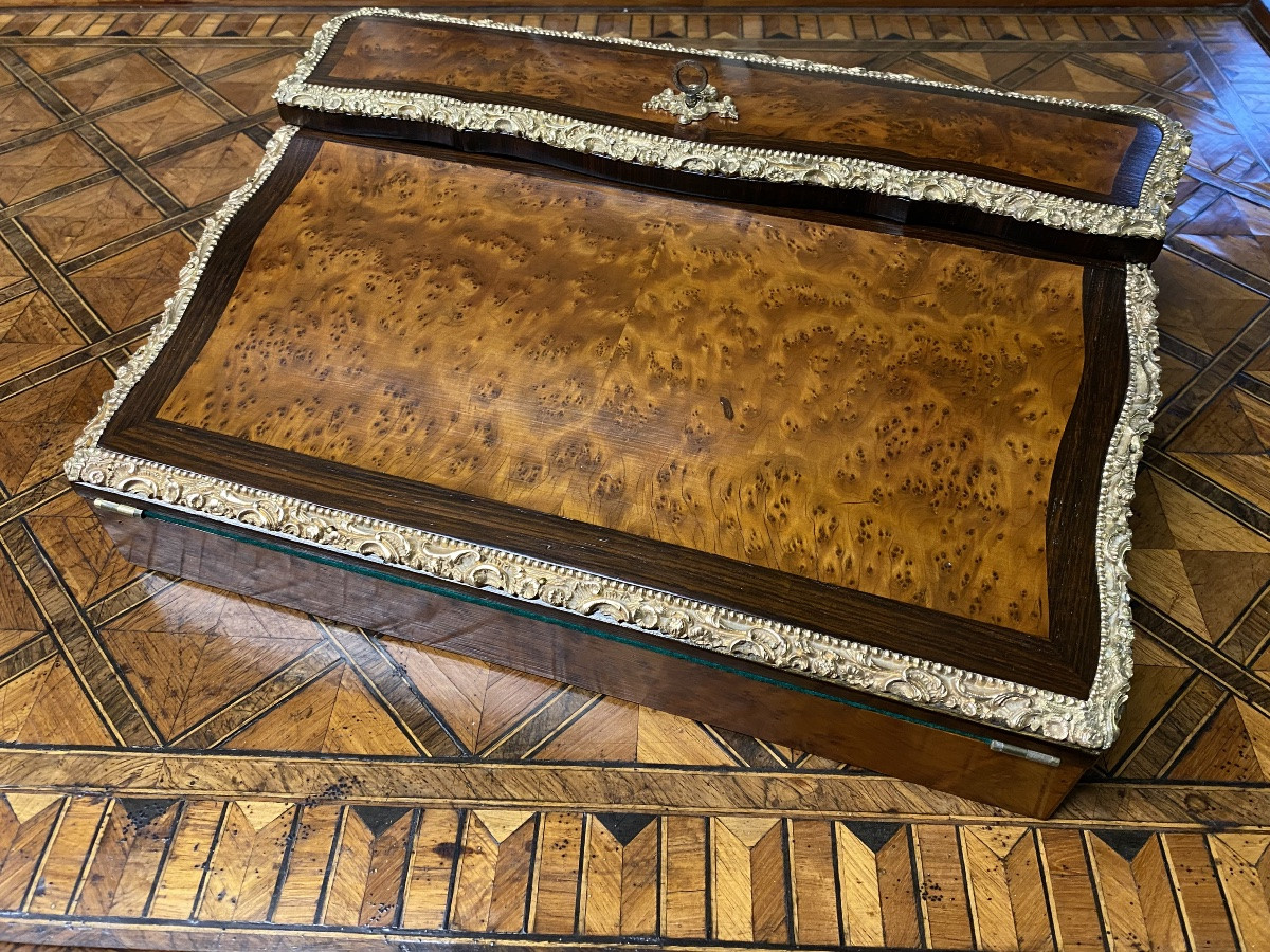 Écritoire, coffret à écrire en loupe d’amboine-photo-5