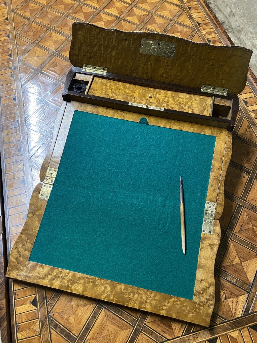 Écritoire, coffret à écrire en loupe d’amboine-photo-6